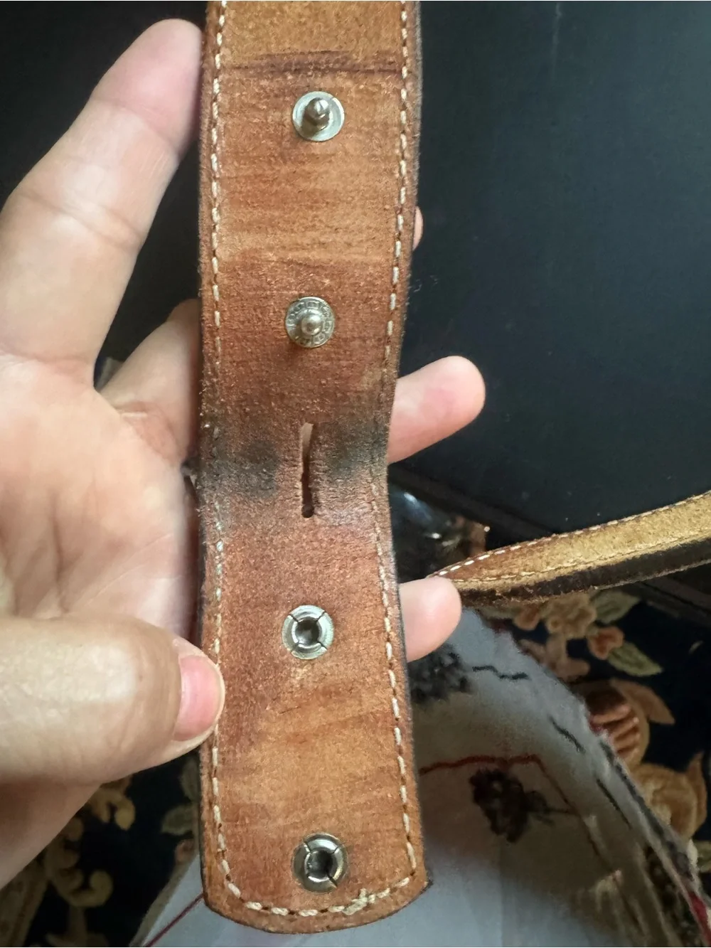 Double J Saddlery Brown Western Concho Leather Belt Length 37 or size Medium